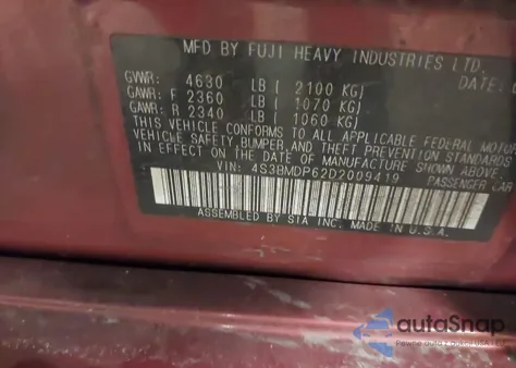 2013 Subaru Legacy 3.6R Limited z USA, uszkodzony, nr VIN 4S3BMDP62D2009419